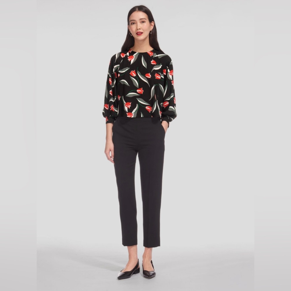 Whistles Black Tulip Print Bell Cuff Top